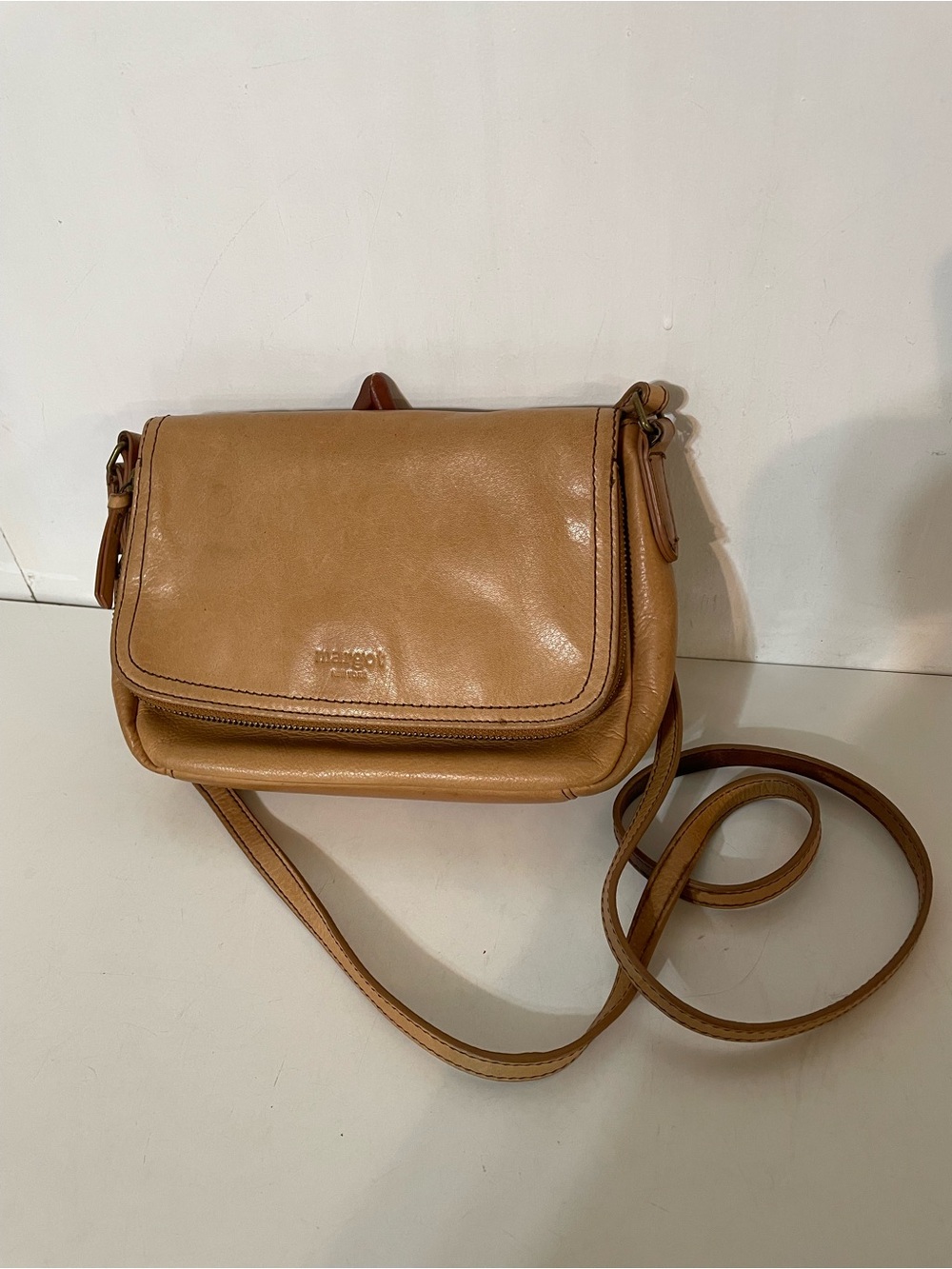 Margot Crossbody in Camel Colored Leather